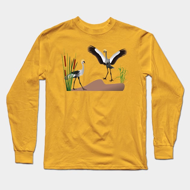 Crowned crane Long Sleeve T-Shirt by Viktoria1703